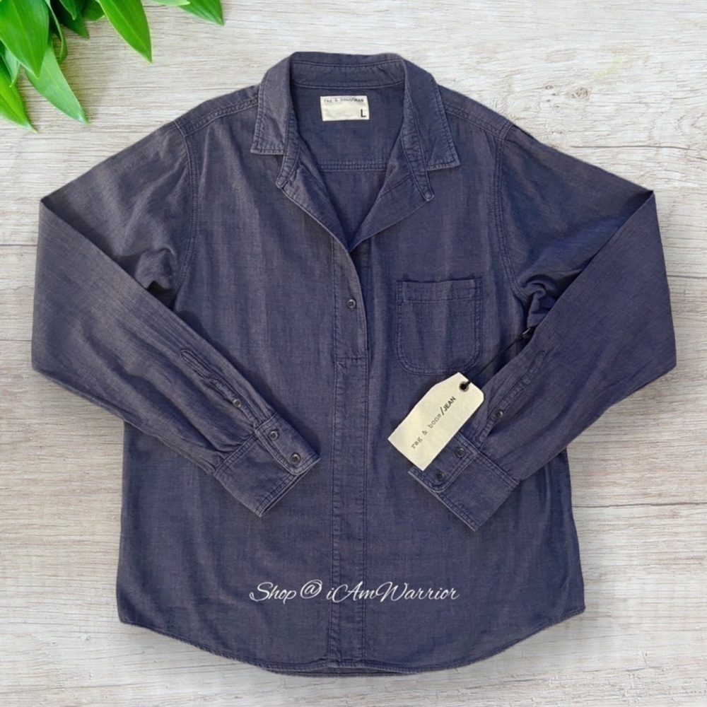 Rag & Bone NWT oversized chambray pullover top *s… - image 5